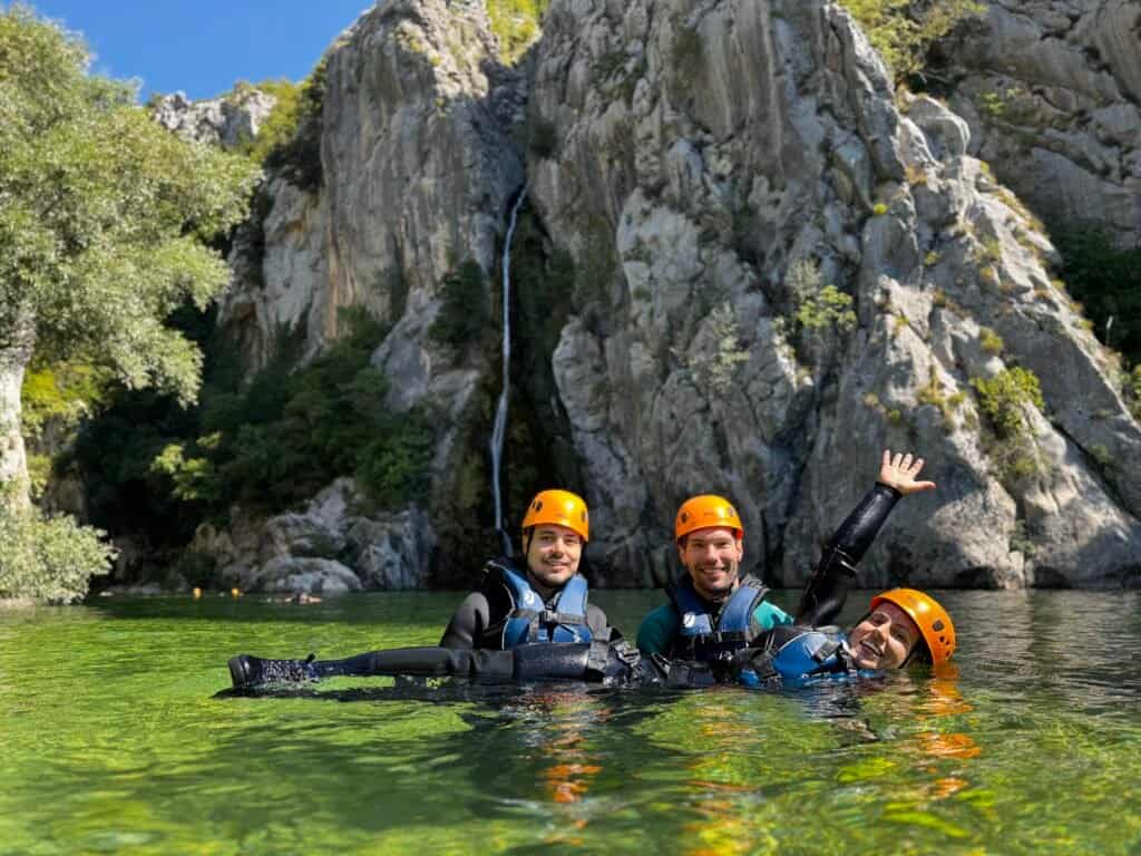 canyoning guest near finish