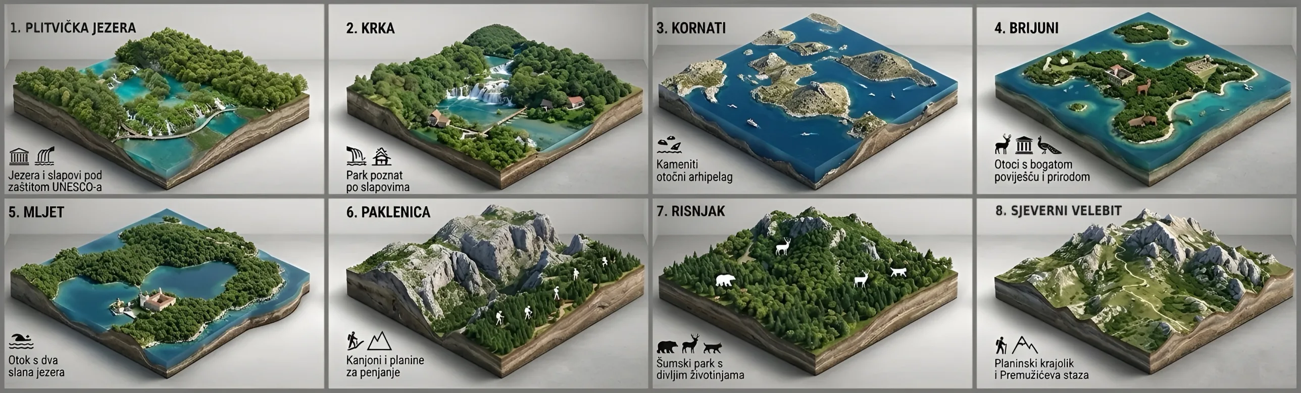 3D models of Croatia’s 8 national parks: Plitvice Lakes, Krka, Kornati, Brijuni, Mljet, Paklenica, Risnjak and Northern Velebit